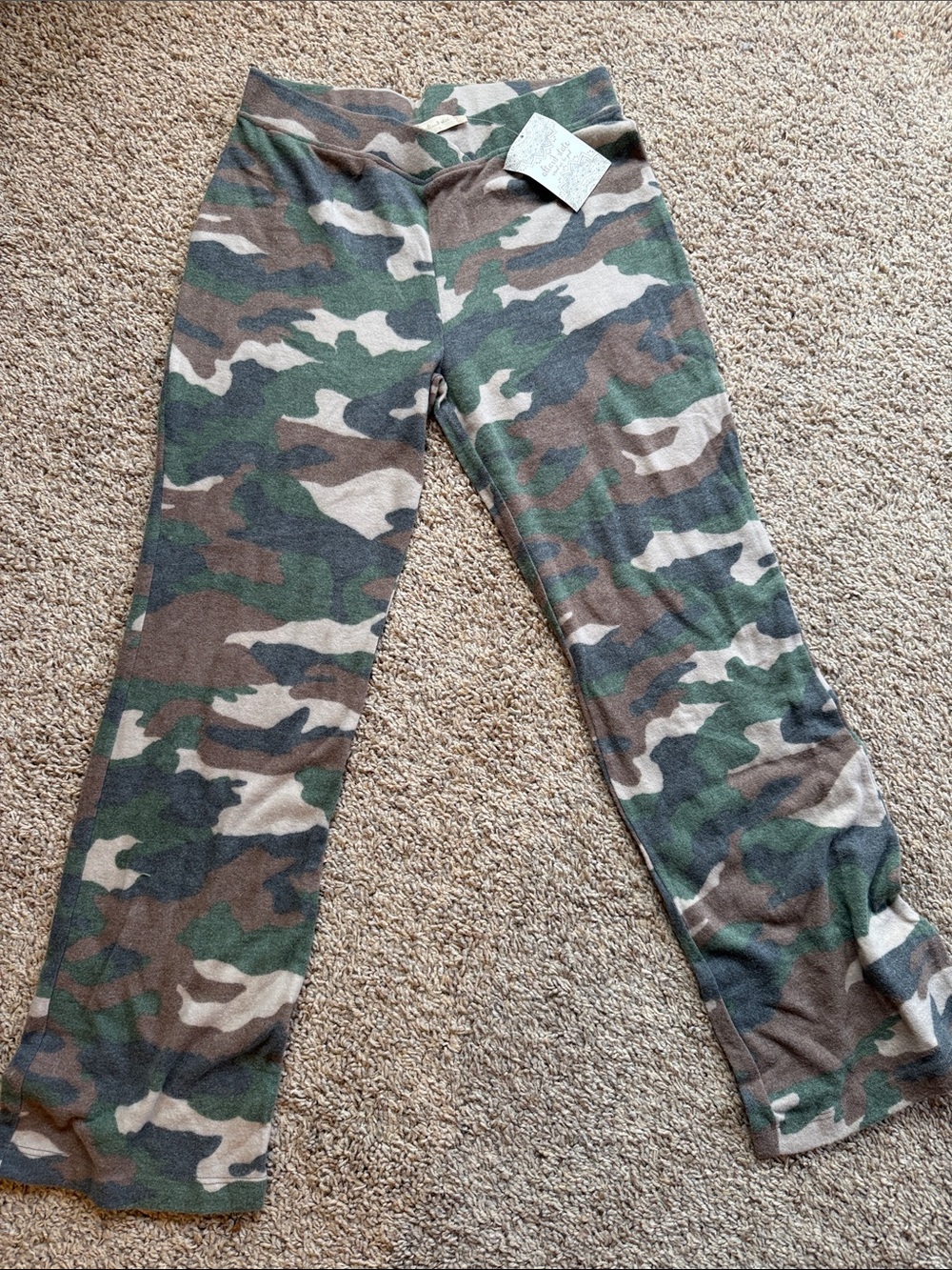 NWT Altar'd State Women's Soft Camo Wide Leg Leggings in Green, Brown, Cream SL